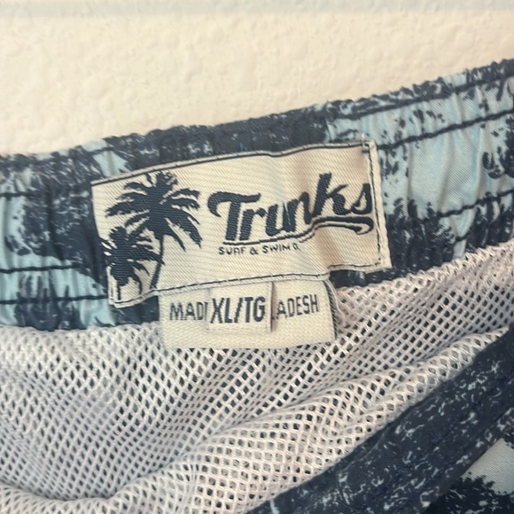 TRUNKS Blue Palm Print Swim Trunks - Picture 2 of 4